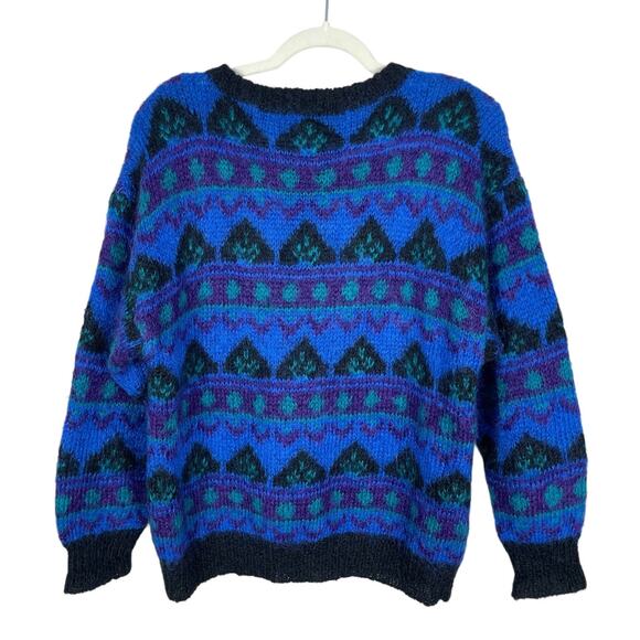 Vintage Gallagher Mohair Blend Geometric Sweater Women's Size Small 80s 90s - Picture 9 of 13